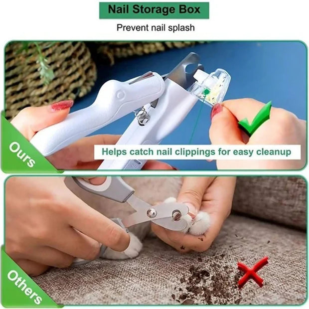 Professional pet nail clippers with LED light for dogs and cats grooming
